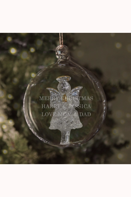 Personalised Glass Christmas Angel Bauble