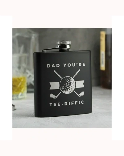 Personalised Golf Black Hip Flask