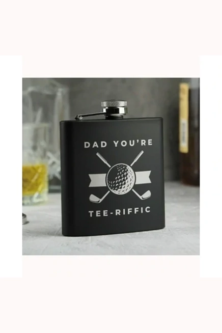 Personalised Golf Black Hip Flask