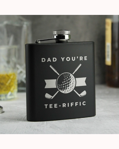 Personalised Golf Black Hip Flask