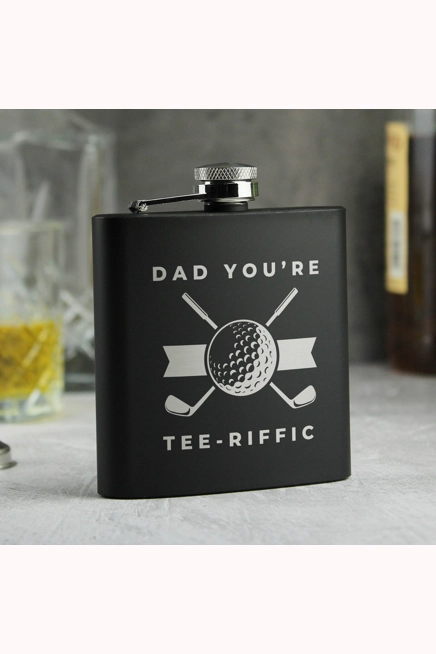 Personalised Golf Black Hip Flask