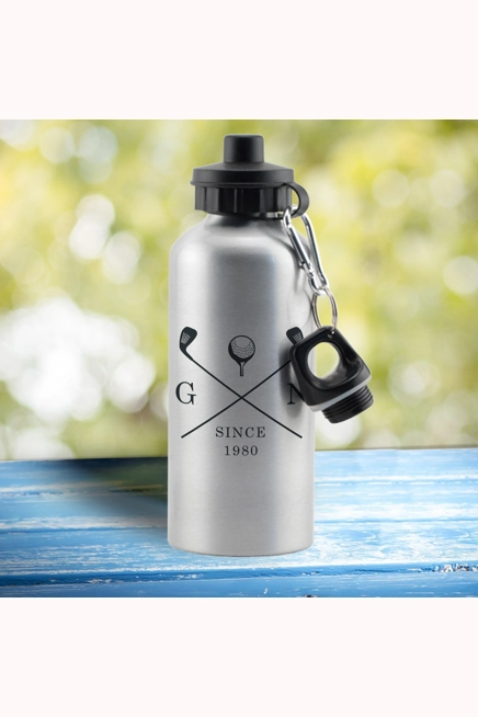 Personalised Golf Clubs Silver Drinks Bottle