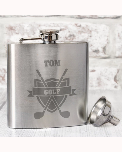 Personalised Golf Crest Hip Flask