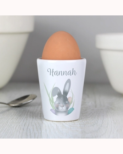 Personalised Grey Easter Bunny Egg Cup
