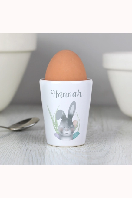 Personalised Grey Easter Bunny Egg Cup