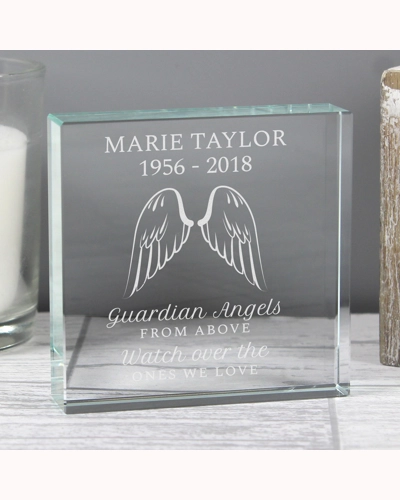 Personalised Guardian Angel Wings Crystal Token