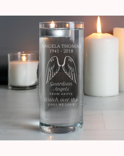 Personalised Guardian Angel Wings Floating Candle Holder