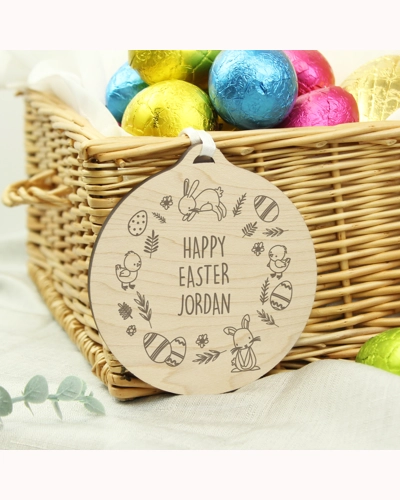 Personalised Happy Easter Wooden Decoration