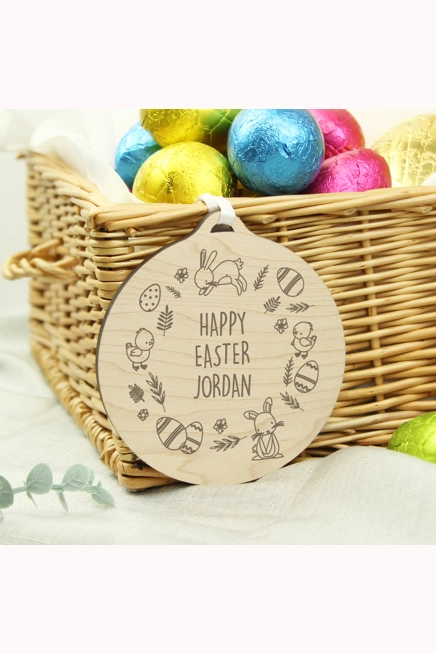 Personalised Happy Easter Wooden Decoration