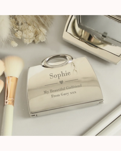 Personalised Heart Handbag Compact Mirror Personalised Heart Handbag Compact Mirror