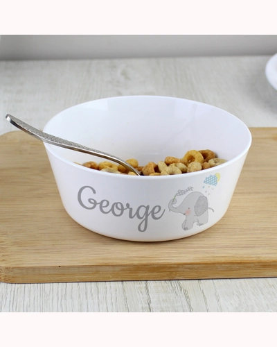 Personalised Hessian Elephant Plastic Bowl