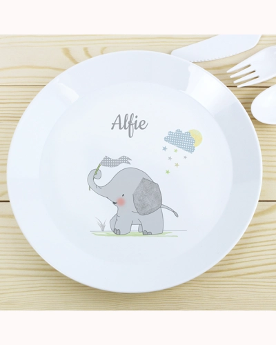 Personalised Hessian Elephant Plastic Plate