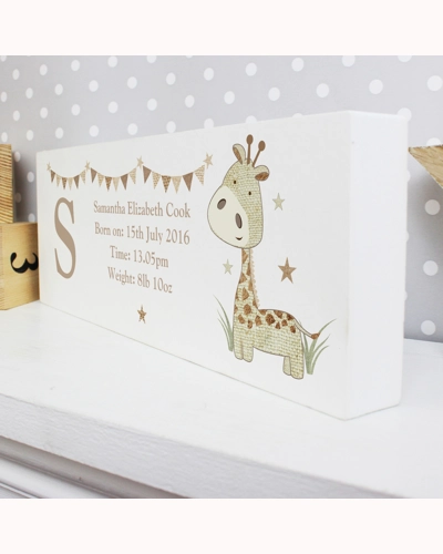 Personalised Hessian Giraffe Wooden Mantel Decoration