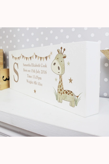 Personalised Hessian Giraffe Wooden Mantel Decoration