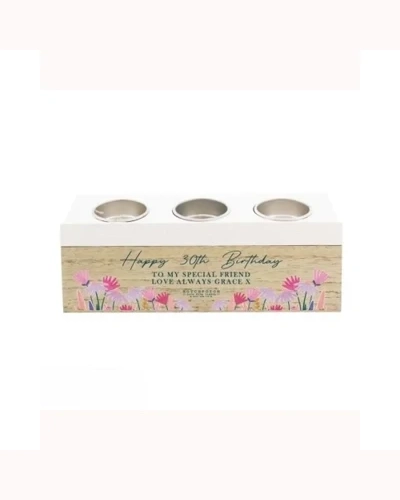 Personalised Hotchpotch Wild Flower Triple Tea Light Box