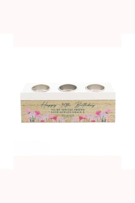 Personalised Hotchpotch Wild Flower Triple Tea Light Box