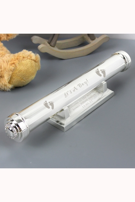 Personalised Its A Boy Silver Plated Certificate Holder