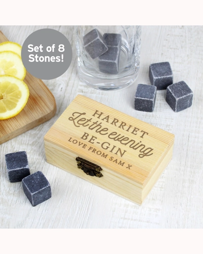 Personalised Let The Evening Be-Gin Cooling Stones