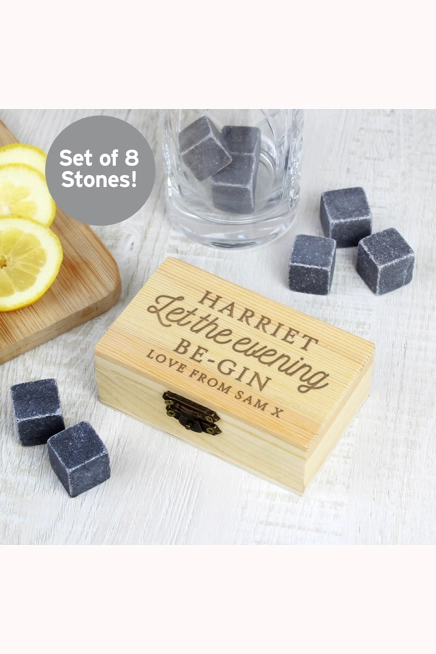 Personalised Let The Evening Be-Gin Cooling Stones