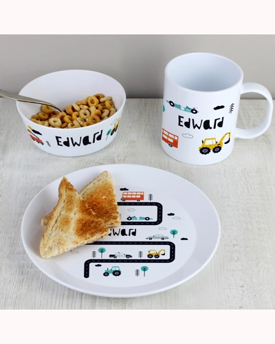 Personalised Little Car Plastic Breakfast Set