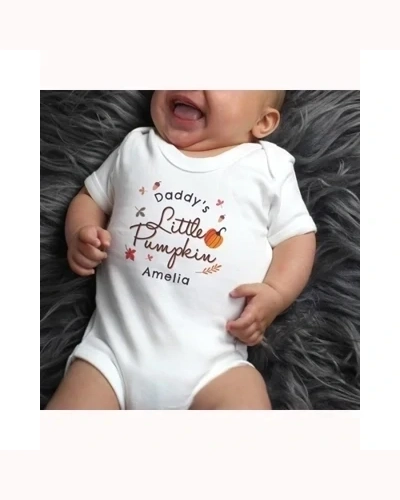 Personalised Little Pumpkin 0-3 Months Baby Vest