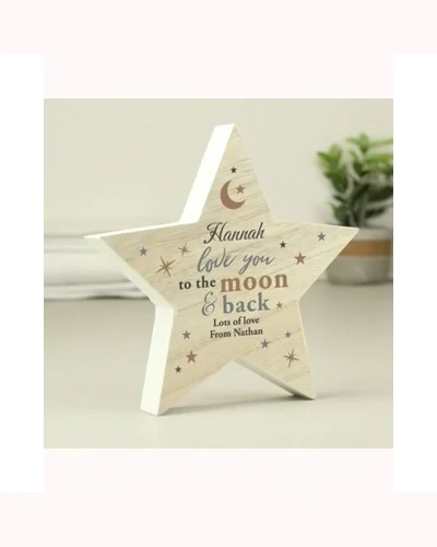 Personalised Love You Wooden Star Ornament