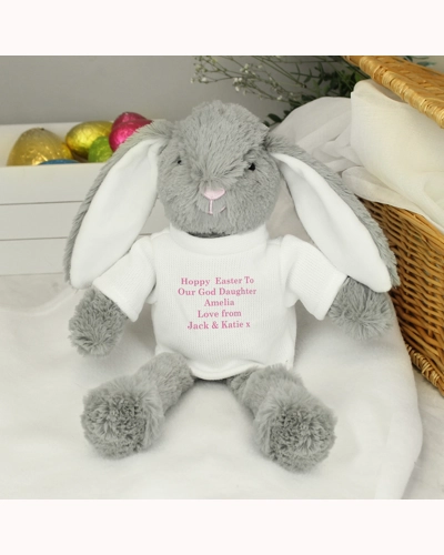 Personalised Message Bunny Rabbit In Jumper - Pink