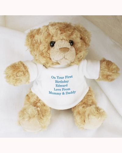 Personalised Message Teddy Bear - Blue