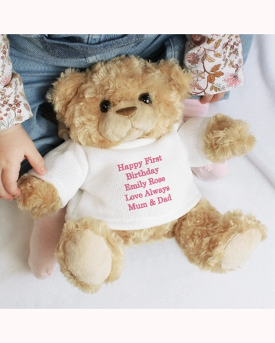Personalised Message Teddy Bear - Pink