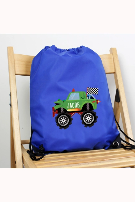 Personalised Monster Truck Blue Kit Bag