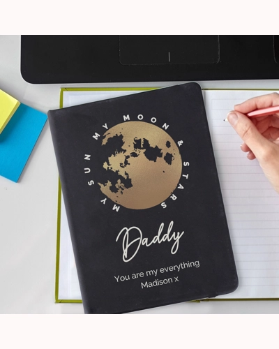 Personalised Moon & Stars Black Hardback Notebook Personalised Moon & Stars Black Hardback Notebook