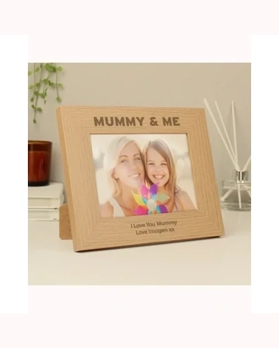 Personalised Mummy & Me 5x7 Landscape Oak Finish Photo Frame