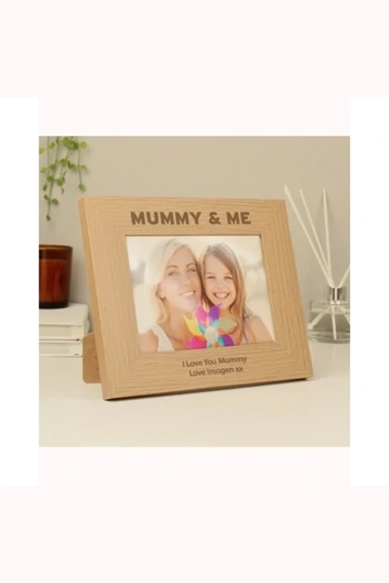 Personalised Mummy & Me 5x7 Landscape Oak Finish Photo Frame