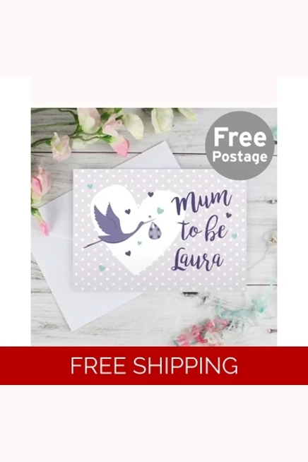 Personalised Mum to Be Stork Card