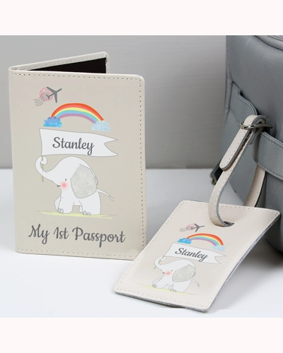 Personalised My 1st Cream Passport Holder & Luggage Tag Set