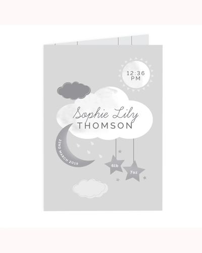 Personalised New Baby Moon & Stars Card