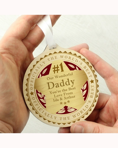 Personalised Number 1 Round Wooden Medal Personalised Number 1 Round Wooden Medal