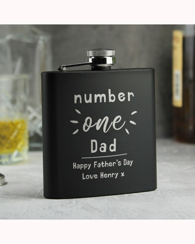 Personalised Number One Black Hip Flask Personalised Number One Black Hip Flask