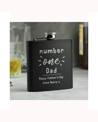 Personalised Number One Black Hip Flask