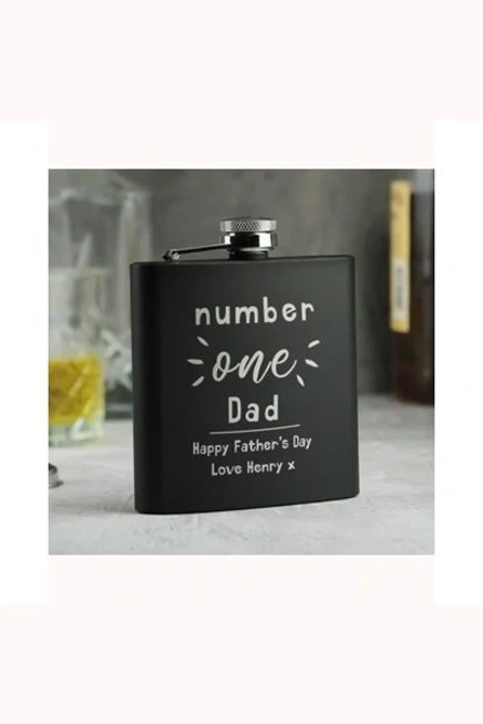 Personalised Number One Black Hip Flask