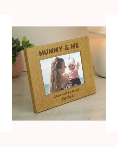 Personalised Oak Finish 6x4 Mummy & Me Photo Frame