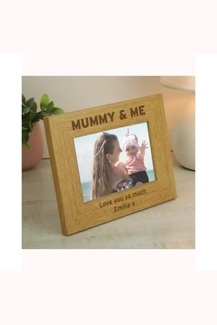 Personalised Oak Finish 6x4 Mummy & Me Photo Frame