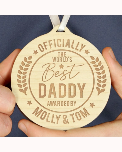 Personalised Officially The Best Round Wooden Medal Personalised Officially The Best Round Wooden Medal