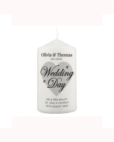 Personalised On Your Wedding Day Pillar Candle