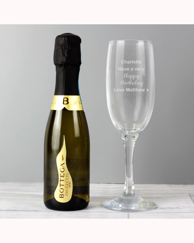 Personalised Prosecco Flute & Mini Prosecco Set