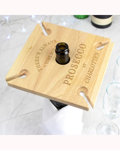 Personalised Prosecco Four Prosecco flute Holder & Bottle Holder