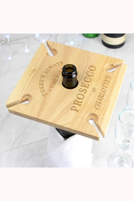 Personalised Prosecco Four Prosecco flute Holder & Bottle Holder