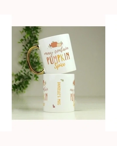 Personalised Pumpkin Spice Gold Handle Mug