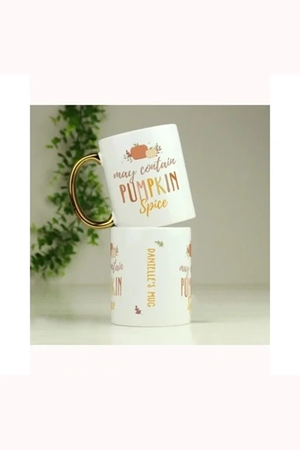 Personalised Pumpkin Spice Gold Handle Mug