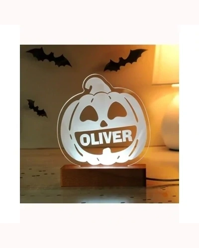 Personalised Pumpkin Wooden LED Light